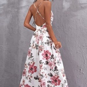 Deep v long cami dress